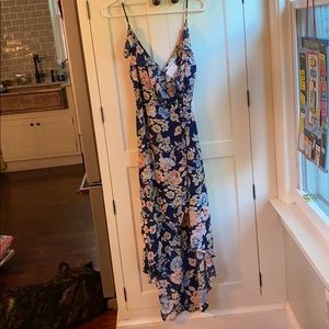 Navy, floral Ark n co wrap dress
